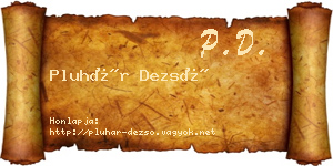 Pluhár Dezső névjegykártya